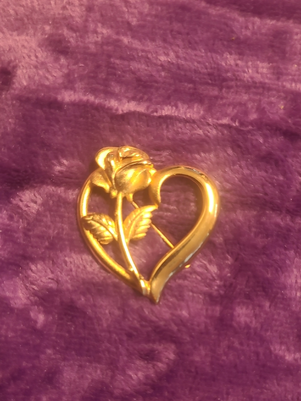 Princess Diana Memorial Gold Heart & Rose Brooch